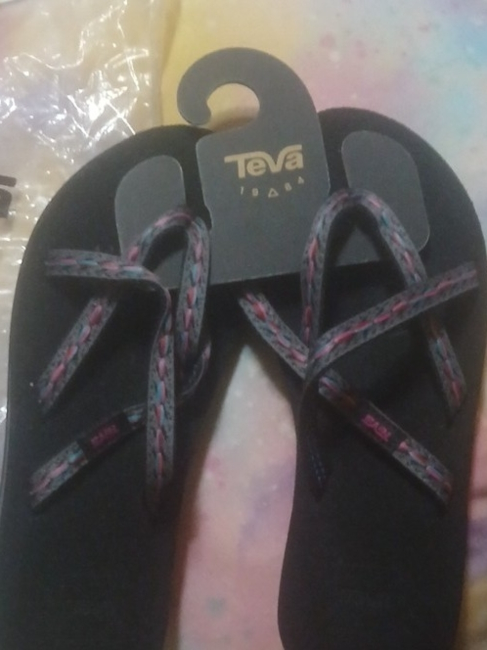 Teva Mush II Flip-Flop Women's Black & Pink Sandals NWT